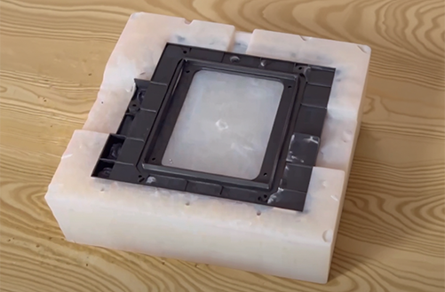 Illustration of the urethane casting process with silicone molds and cast urethane parts