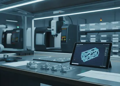 Engineer inspecting CNC‑machined and urethane‑cast prototype parts on a clean workbench, representing Clarwe’s engineer‑assisted rapid prototyping services delivering production‑grade parts in 3–5 days. 
