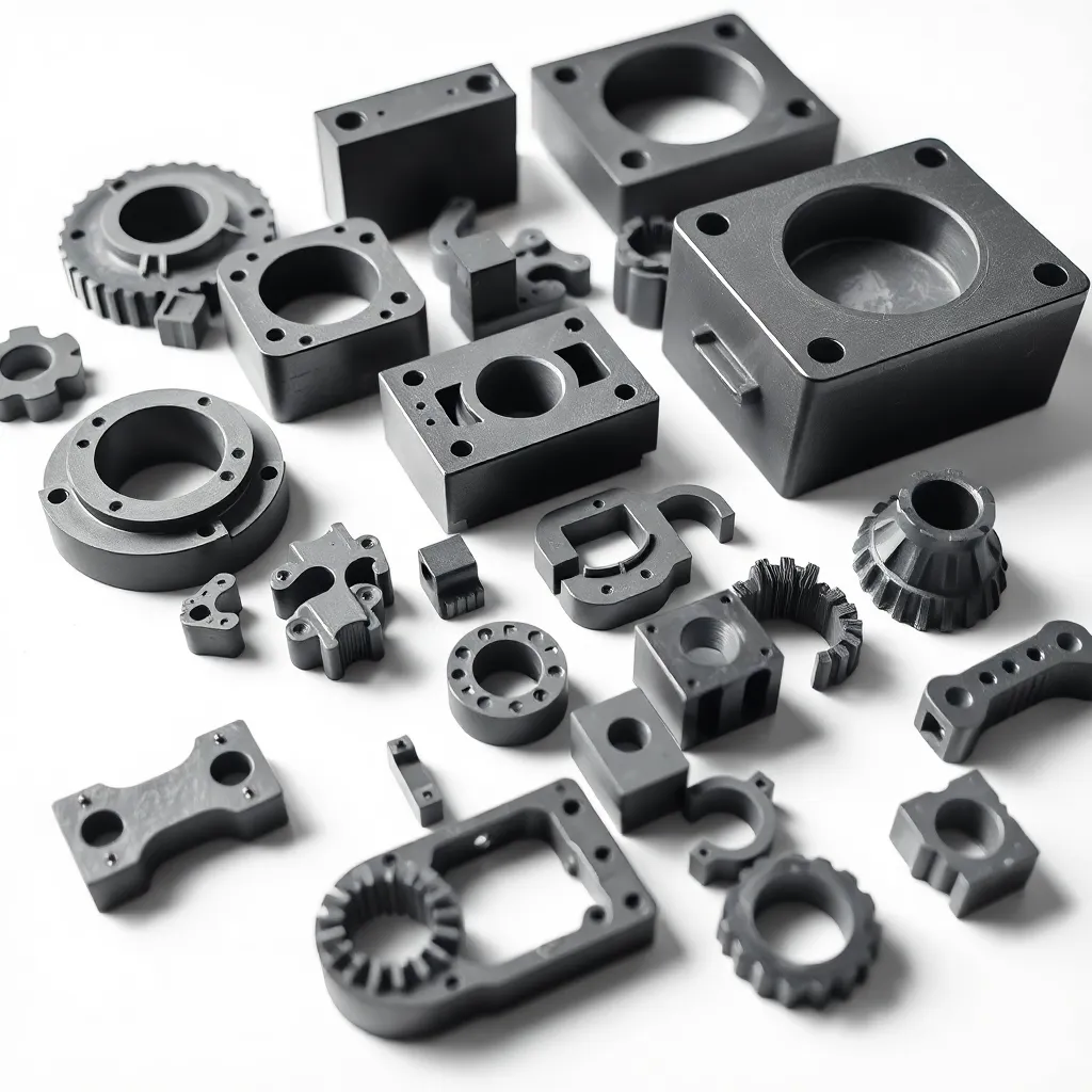 Assorted custom plastic components produced by different plastic fabrication methods