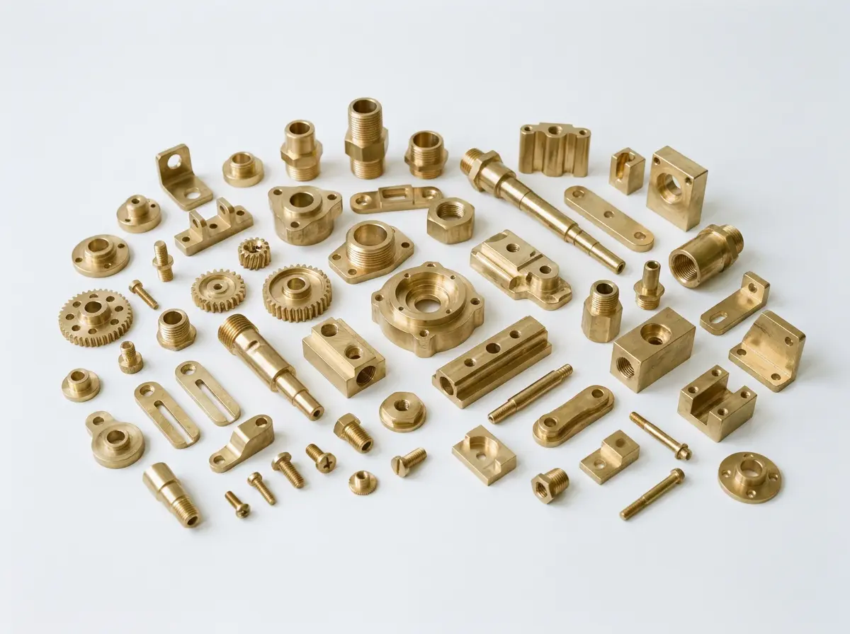 display of brass cnc machined parts