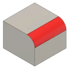 model showing top edge fillets